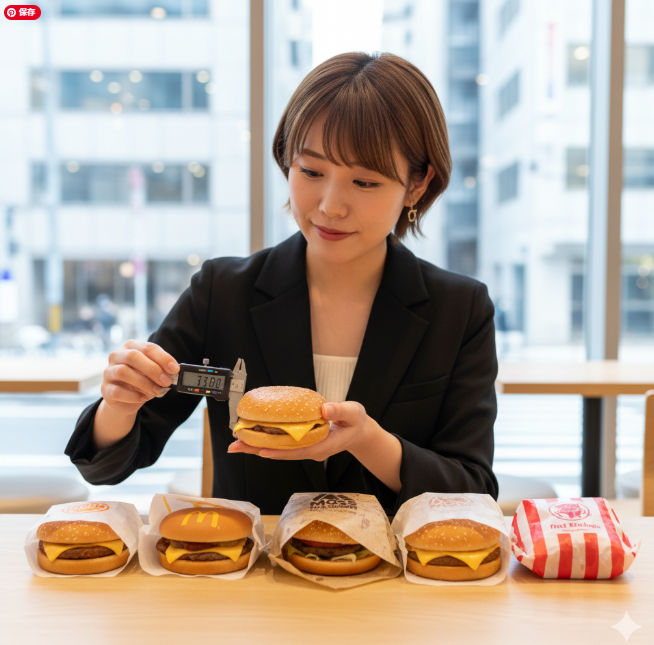 チーズバーガーのサイズ・大きさ比較