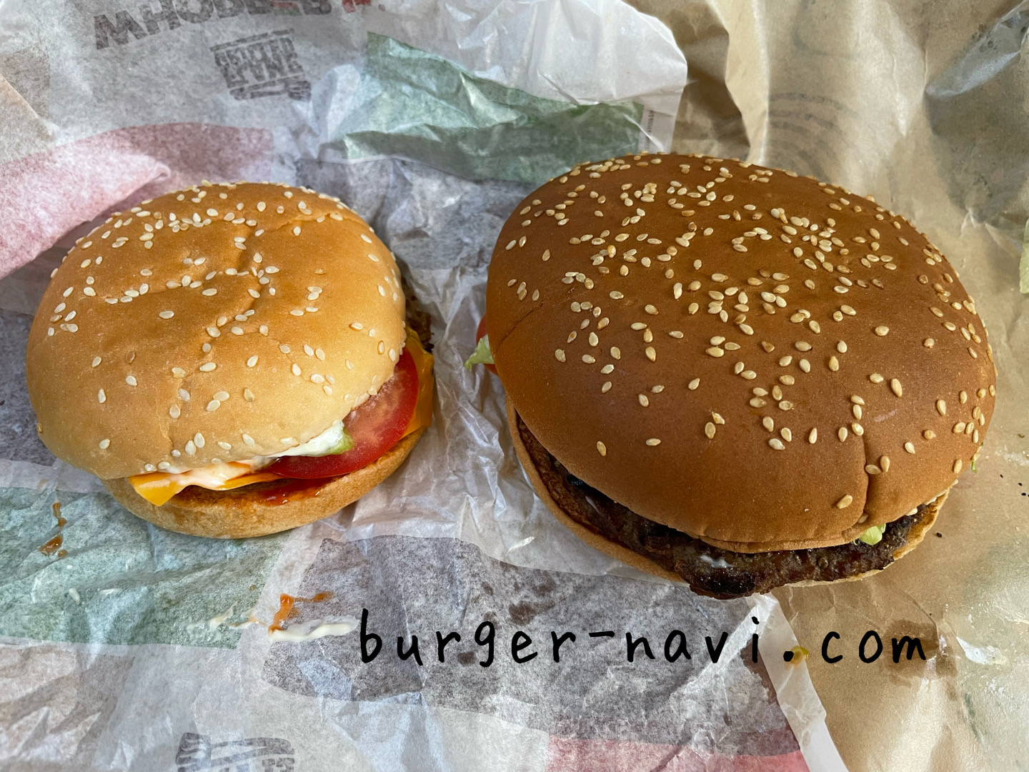 バーガーキング ワッパーの大きさワッパージュニアと比較どれぐらい違うの？ burgernavi