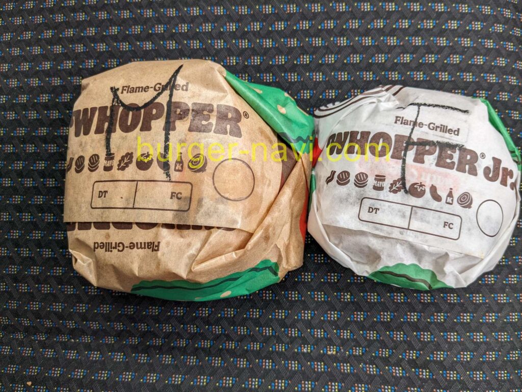 ワッパーとワッパーJrを比較した写真