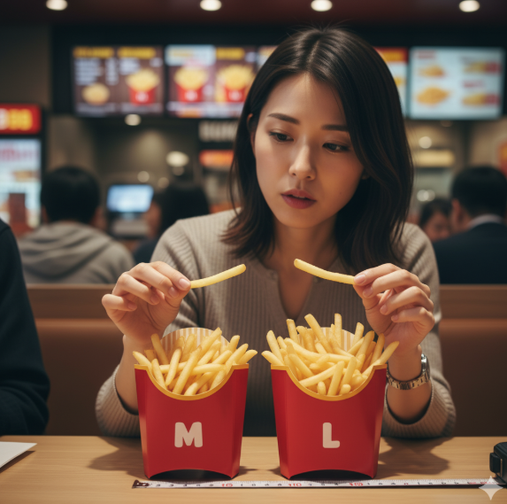 バーガーキングのポテトMとLの違いを比較