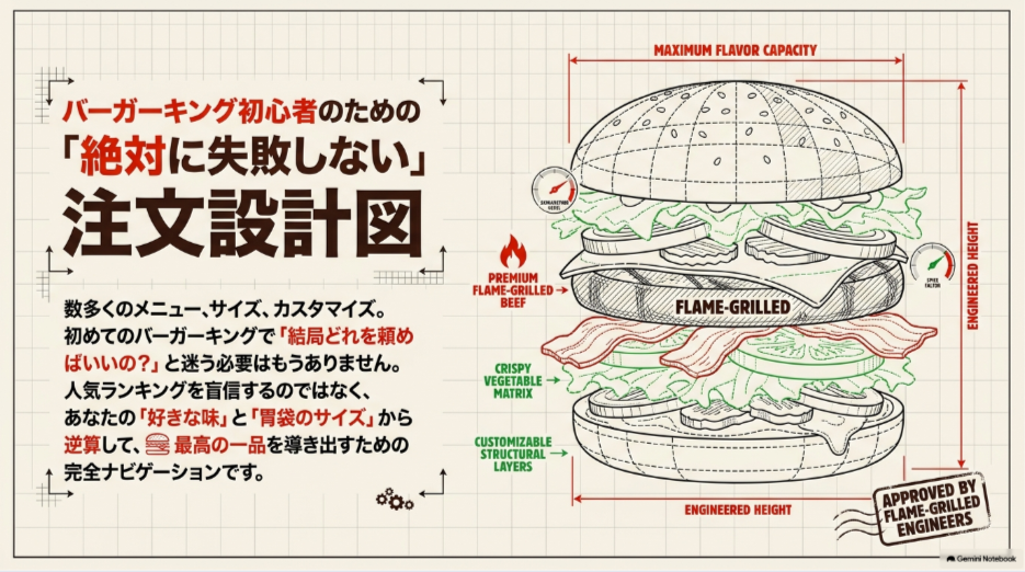バーガーキング初心者が人気ランキングだけでなく好きな味と食べられる量からメニューを選ぶための注文設計図