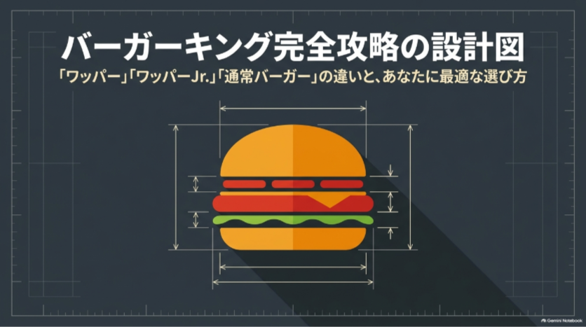 バーガーキングのワッパー・ワッパーJr.・通常バーガーの違いと選び方をまとめた設計図